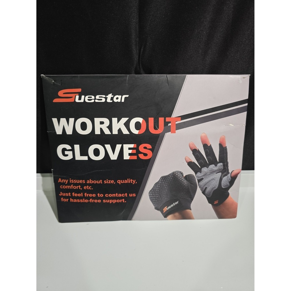SueStar Workout Gloves Weight Lifting Full Palm Protection Black Large QZ-L